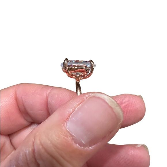 Rose Gold Large Oval Diamond Solitaire Ring - Picture 7 of 9